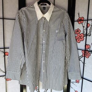 Chaps Men's Black and White Striped Button Down Dress Shirt Size 1X NWT